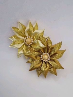 Presilha de cabelo (broche) girassol dourado