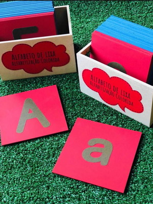Kit 2 alfabetos de lixa letra bastão maiúscula e minúscula