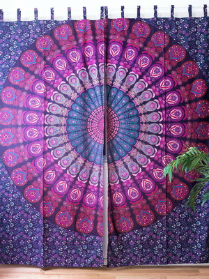 Tecido indiano cortina artesanal boho