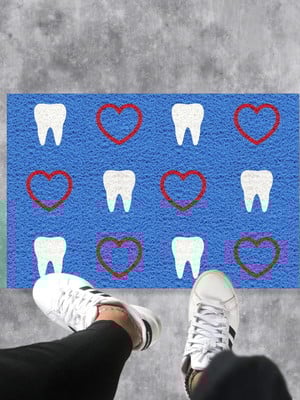 Capacho dentista, dentinhos e corações