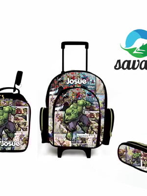Kit mochila escolar personalizada hulk g