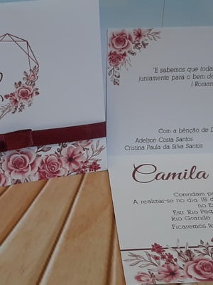 Convite casamento floral marsala p