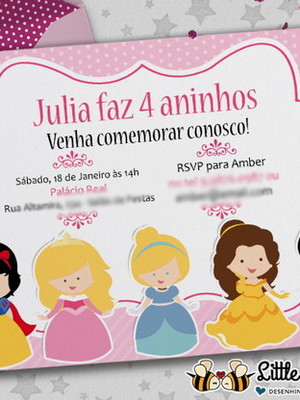 Convite festa princesas digital