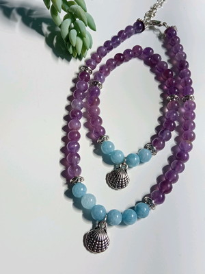 Conjunto água marinha e ametista