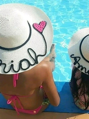 Chapéu personalizado de praia feminino palha