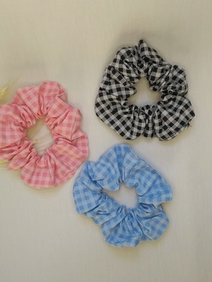 Kit scrunchie basico - coleção xadrez
