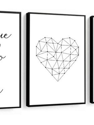 Kit 3 quadros decorativos para quarto casal conjunto moldura