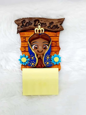 Imã de geladeira e post it nossa senhora aparecida biscuit