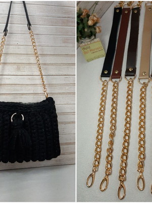 Alça para bolsa de couro legitimo+corrente cores 66 cm leia