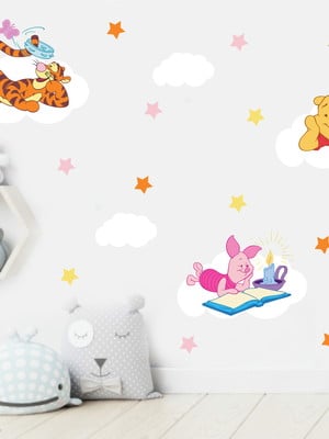 Adesivos de parede ursinho pooh com nuvens e estrelas