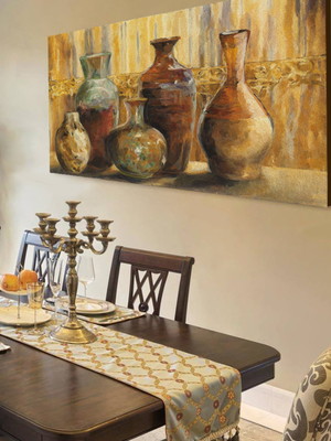 Quadro decorativo contemporâneo sala de jantar vasos