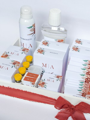 Kit toalete masculino e feminino com bandejas terracota