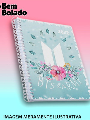 Agenda 2022 bts army com capa com flores personalizada