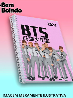 Agenda 2022 bts grupo kpop army personalizada fundo rosa