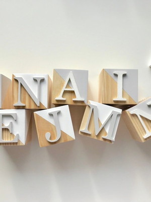 Cubo personalizado com nome do bebê - 6x6 pinus kit c 8un