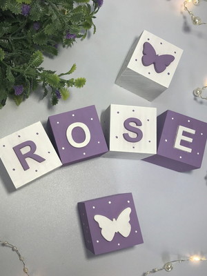 Cubo personalizado com nome e borboleta 8x8 kti com 6