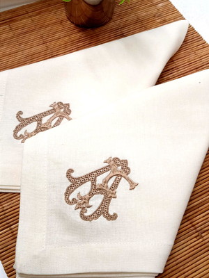 Kit 2 guardanapos bordados monogramas