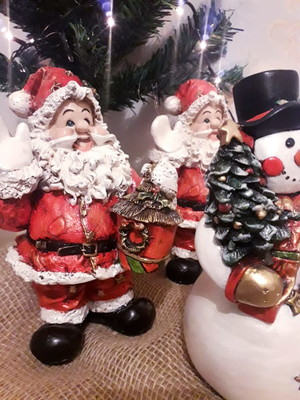 Conjunto decoração papai noel e boneco de gesso 20cm