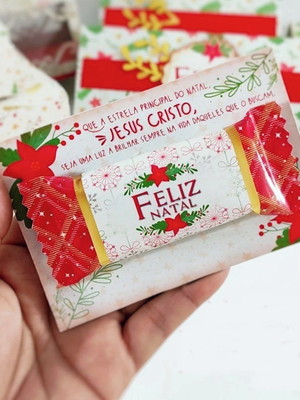 Bala de natal com cartão - lembrancinhas de natal