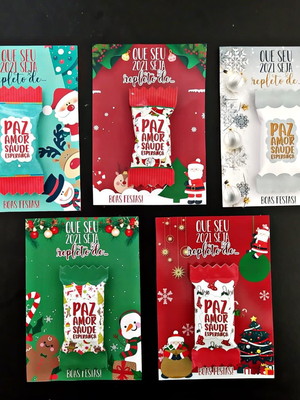 Bala de natal com cartão - lembrancinhas de natal
