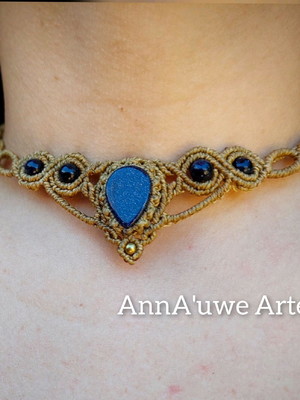 Choker, headband ou umbigueira macramê pedra da estrela