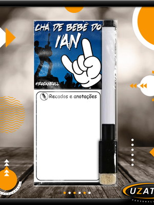 Mini lousa personalizada com caneta e embalagem