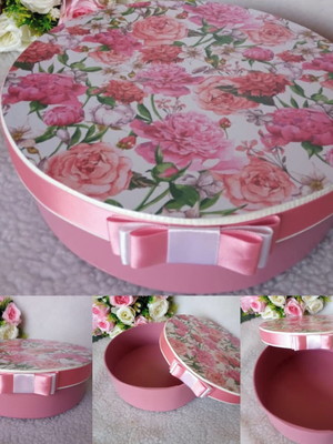 Caixa redonda floral rosa