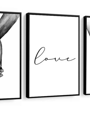 Kit 3 quadros decorativos para quarto de casal love moldura