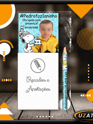 Bloco personalizado com ímã e mini lápis - snoopy