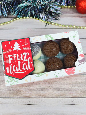 Caixa p/8 doces/bombons natal vermelho