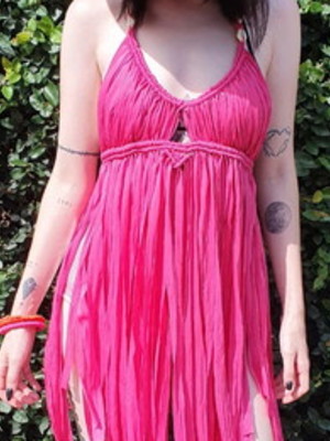 Vestido macramê curto 85cm busto 73cm cintura