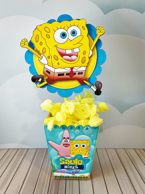 Cachepô com topper bob esponja
