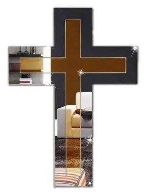 Cruz de luxo espelho acrílico dourado com prata crucifixo