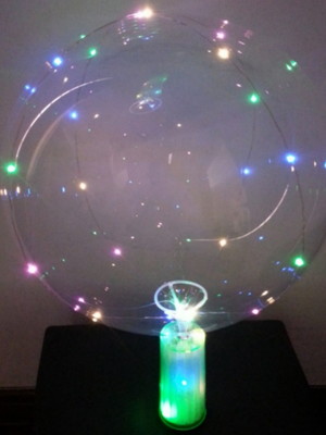 3 centro de mesa transparente com led + 3 balão bubble trans