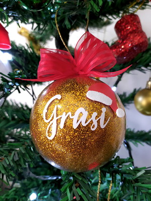 Bolinhas de natal personalizadas 7 cm - dourada