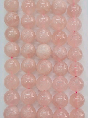 Conta pedra natural quartzo rosa 10 mm / fio