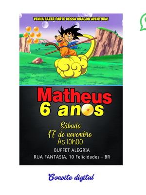 Convite dragon ball digital