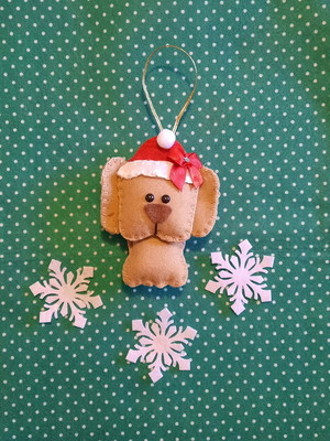Enfeite de natal cachorrinha golden retriever fêmea