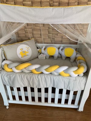 Kit de berço trança elefante amarelo