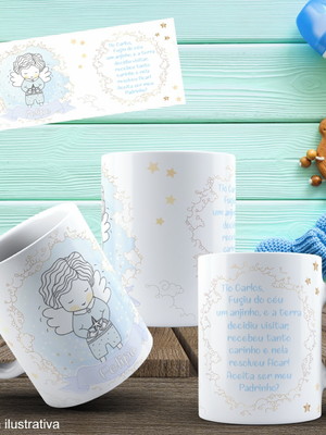 Lembrancinha caneca de polímero convite para padrinho