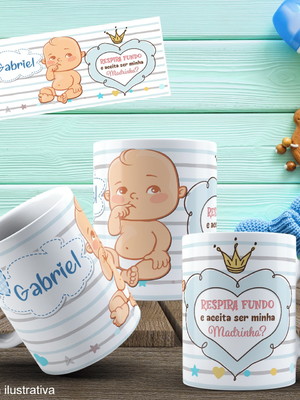 Lembrancinha caneca de polímero convite para madrinha