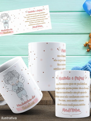 Lembrancinha caneca de polímero convite para madrinha