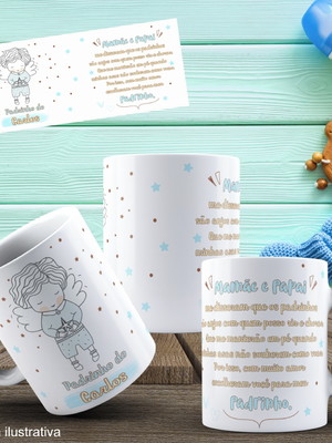 Lembrancinha caneca de polímero convite para padrinho