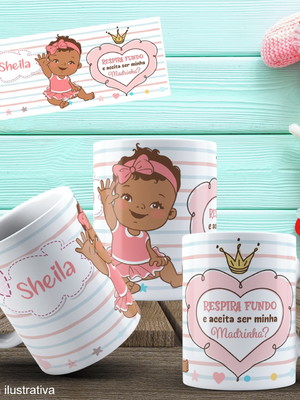 Lembrancinha caneca de polímero convite para madrinha
