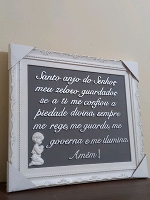 Quadro santo anjo cinza