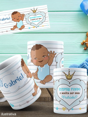 Lembrancinha caneca de polímero convite para padrinho