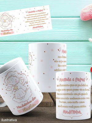 Lembrancinha caneca de cerâmica convite para madrinha