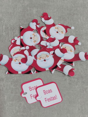 Tag papai noel e boas festas com furo