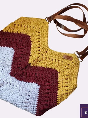 Bolsa em crochet girassol