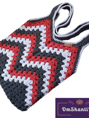 Bolsa em crochet ondas do mar